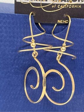 Harry Mason vintage Gold Dangle Earrings Earspiral - original purple box